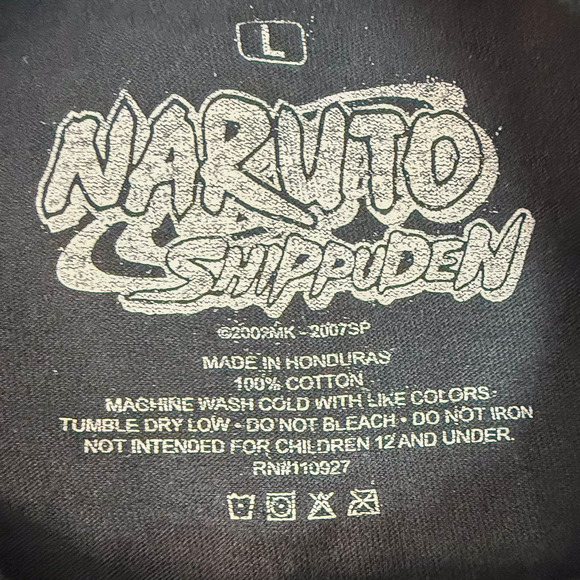 Vintage 2007 Naruto Shippuden T-Shirt Adult Large Black Anime Graphic Tee Rare - Picture 4 of 6